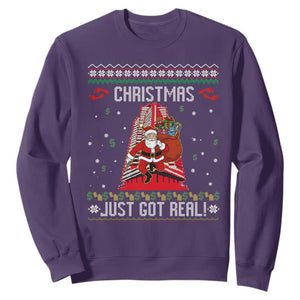 Nakatomi Plaza Christmas Sweatshirt Just Got Real TS14 Purple Print Your Wear