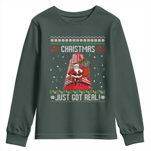 Nakatomi Plaza Christmas Youth Sweatshirt Just Got Real TS14 Dark Forest Green Print Your Wear