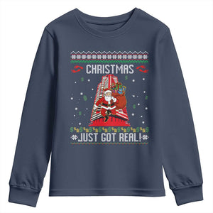 Nakatomi Plaza Christmas Youth Sweatshirt Just Got Real TS14 Navy Print Your Wear