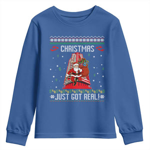 Nakatomi Plaza Christmas Youth Sweatshirt Just Got Real TS14 Royal Blue Print Your Wear