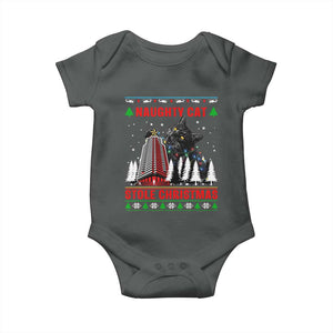 Nakatomi Plaza Christmas Baby Onesie Funny Naughty Santa Cat Humor TS14 Dark Heather Print Your Wear