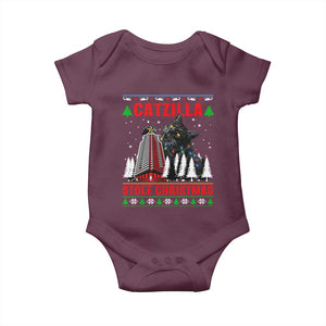 Nakatomi Plaza Christmas Baby Onesie Funny Catzilla Monster Xmas TS14 Maroon Print Your Wear