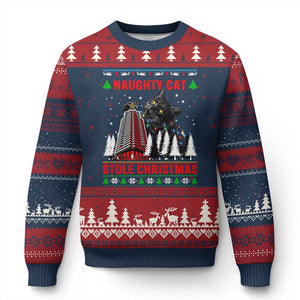 Nakatomi Plaza Christmas Ugly Christmas Sweater Funny Naughty Santa Cat Humor TS14 Navy Red Print Your Wear