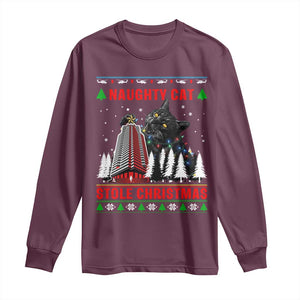 Nakatomi Plaza Christmas Long Sleeve Shirt Funny Naughty Santa Cat Humor TS14 Maroon Print Your Wear