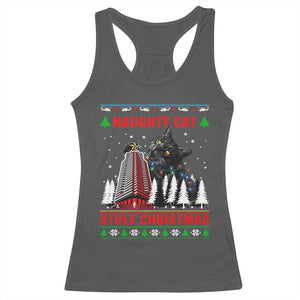 Nakatomi Plaza Christmas Racerback Tank Top Funny Naughty Santa Cat Humor TS14 Dark Heather Print Your Wear