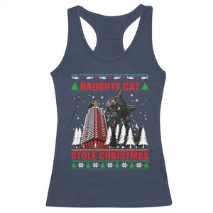Nakatomi Plaza Christmas Racerback Tank Top Funny Naughty Santa Cat Humor TS14 Navy Print Your Wear