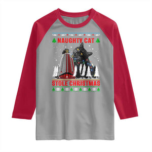 Nakatomi Plaza Christmas Raglan Shirt Funny Naughty Santa Cat Humor TS14 Sport Gray Red Print Your Wear