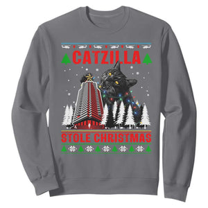 Nakatomi Plaza Christmas Sweatshirt Funny Catzilla Monster Xmas TS14 Charcoal Print Your Wear