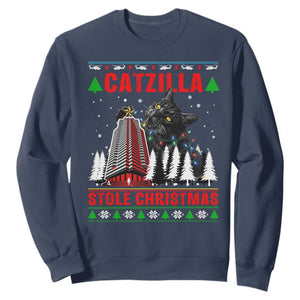 Nakatomi Plaza Christmas Sweatshirt Funny Catzilla Monster Xmas TS14 Navy Print Your Wear
