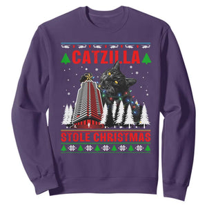 Nakatomi Plaza Christmas Sweatshirt Funny Catzilla Monster Xmas TS14 Purple Print Your Wear
