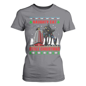 Nakatomi Plaza Christmas T Shirt For Women Funny Naughty Santa Cat Humor TS14 Charcoal Print Your Wear