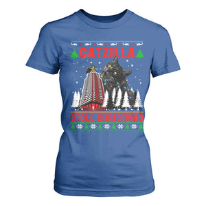 Nakatomi Plaza Christmas T Shirt For Women Funny Catzilla Monster Xmas TS14 Royal Blue Print Your Wear