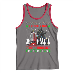 Nakatomi Plaza Christmas Tank Top Funny Naughty Santa Cat Humor TS14 Deep Heather Red Print Your Wear