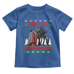 Nakatomi Plaza Christmas Toddler T Shirt Funny Catzilla Monster Xmas TS14 Royal Blue Print Your Wear