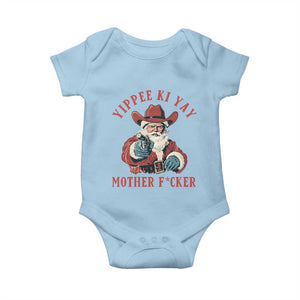Yippee Ki Yay Mother Fcker Baby Onesie Funny Santa Gun Christmas TS14 Light Blue Print Your Wear