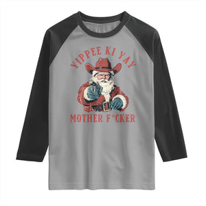 Yippee Ki Yay Mother Fcker Raglan Shirt Funny Santa Gun Christmas TS14 Sport Gray Black Print Your Wear