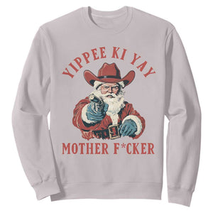 Yippee Ki Yay Mother Fcker Sweatshirt Funny Santa Gun Christmas TS14 Ice Gray Print Your Wear