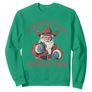 Yippee Ki Yay Mother Fcker Sweatshirt Funny Santa Gun Christmas TS14 Irish Green Print Your Wear