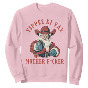 Yippee Ki Yay Mother Fcker Sweatshirt Funny Santa Gun Christmas TS14 Light Pink Print Your Wear
