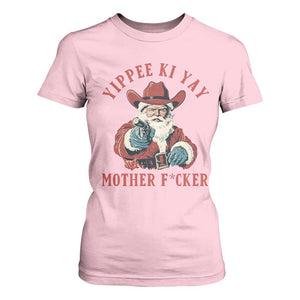 Yippee Ki Yay Mother Fcker T Shirt For Women Funny Santa Gun Christmas TS14 Light Pink Print Your Wear