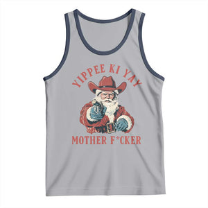 Yippee Ki Yay Mother Fcker Tank Top Funny Santa Gun Christmas TS14 Athletic Heather Navy Print Your Wear