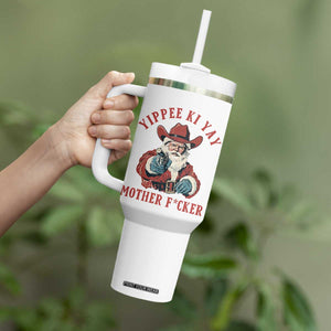 Yippee Ki Yay Mother Fcker Tumbler With Handle Funny Santa Gun Christmas TS14 Print Your Wear