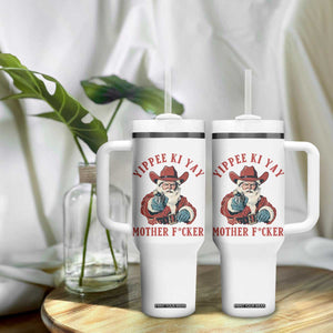 Yippee Ki Yay Mother Fcker Tumbler With Handle Funny Santa Gun Christmas TS14 Print Your Wear