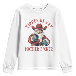 Yippee Ki Yay Mother Fcker Youth Sweatshirt Funny Santa Gun Christmas TS14 White Print Your Wear