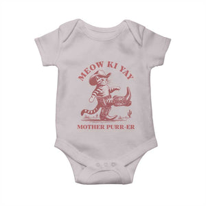 Funny Cowboy Cat Baby Onesie Western Rodeo Meow Ki Yay Mother Purrer TS14 Ice Gray Print Your Wear
