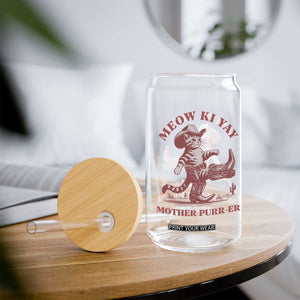Funny Cowboy Cat Glass Can Western Rodeo Meow Ki Yay Mother Purrer TS14 Print Your Wear