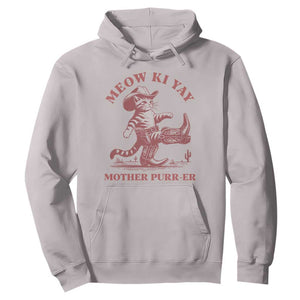 Funny Cowboy Cat Hoodie Western Rodeo Meow Ki Yay Mother Purrer TS14 Ice Gray Print Your Wear