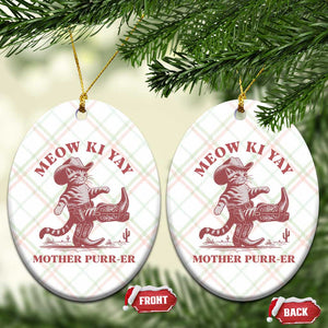 Funny Cowboy Cat Ceramic Ornament Western Rodeo Meow Ki Yay Mother Purrer TS14 Print Your Wear