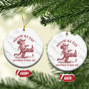 Funny Cowboy Cat Ceramic Ornament Western Rodeo Meow Ki Yay Mother Purrer TS14 1pc White Marble Print Your Wear