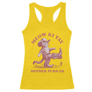 Funny Cowboy Cat Racerback Tank Top Western Rodeo Meow Ki Yay Mother Purrer TS14 Daisy Print Your Wear