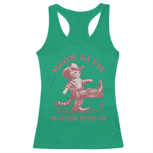 Funny Cowboy Cat Racerback Tank Top Western Rodeo Meow Ki Yay Mother Purrer TS14 Irish Green Print Your Wear
