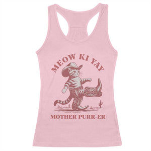 Funny Cowboy Cat Racerback Tank Top Western Rodeo Meow Ki Yay Mother Purrer TS14 Light Pink Print Your Wear