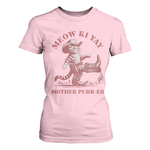 Funny Cowboy Cat T Shirt For Women Western Rodeo Meow Ki Yay Mother Purrer TS14 Light Pink Print Your Wear