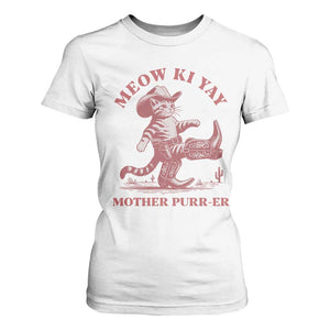 Funny Cowboy Cat T Shirt For Women Western Rodeo Meow Ki Yay Mother Purrer TS14 White Print Your Wear