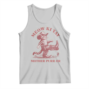 Funny Cowboy Cat Tank Top Western Rodeo Meow Ki Yay Mother Purrer TS14 Ash Print Your Wear
