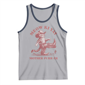 Funny Cowboy Cat Tank Top Western Rodeo Meow Ki Yay Mother Purrer TS14 Athletic Heather Navy Print Your Wear