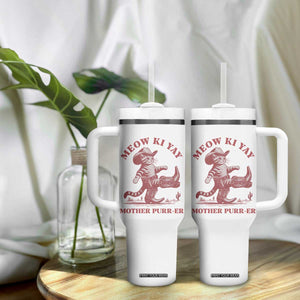 Funny Cowboy Cat Tumbler With Handle Western Rodeo Meow Ki Yay Mother Purrer TS14 Print Your Wear