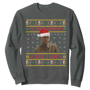 Ed Gein Christmas Sweatshirt I Am Going Drinking Yes I Am Christmas TS14 Dark Heather Print Your Wear