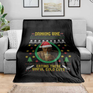 Ed Gein Christmas Throw Blanket Drinking Wine Eating These Sinful Cold Cuts TS14 Print Your Wear