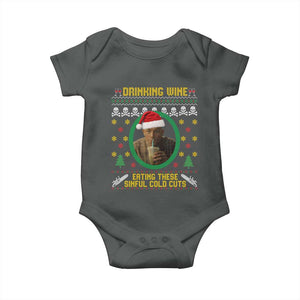 Ed Gein Christmas Baby Onesie Drinking Wine Eating These Sinful Cold Cuts TS14 Dark Heather Print Your Wear