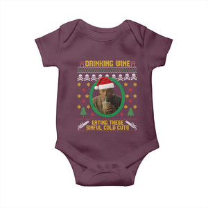 Ed Gein Christmas Baby Onesie Drinking Wine Eating These Sinful Cold Cuts TS14 Maroon Print Your Wear