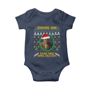 Ed Gein Christmas Baby Onesie Drinking Wine Eating These Sinful Cold Cuts TS14 Navy Print Your Wear