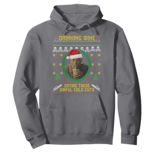 Ed Gein Christmas Hoodie Drinking Wine Eating These Sinful Cold Cuts TS14 Charcoal Print Your Wear