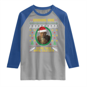 Ed Gein Christmas Raglan Shirt Drinking Wine Eating These Sinful Cold Cuts TS14 Sport Gray Royal Print Your Wear