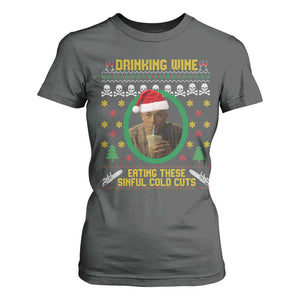 Ed Gein Christmas T Shirt For Women Drinking Wine Eating These Sinful Cold Cuts TS14 Dark Heather Print Your Wear