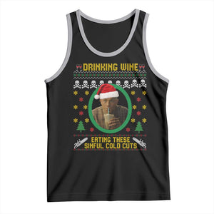 Ed Gein Christmas Tank Top Drinking Wine Eating These Sinful Cold Cuts TS14 Black Athletic Heather Print Your Wear